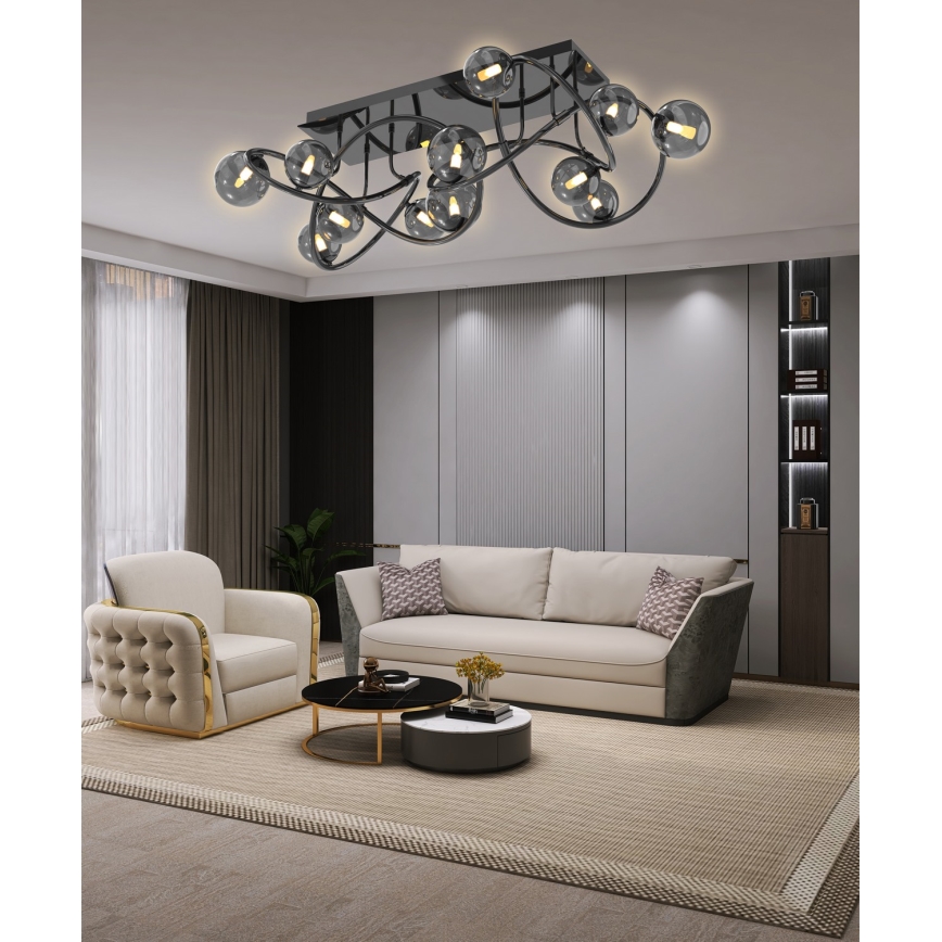 Wofi 9014-1205 - LED Ant pagrindo montuojamas sietynas NANCY 12xG9/3,5W/230V juoda/blizgus chromas