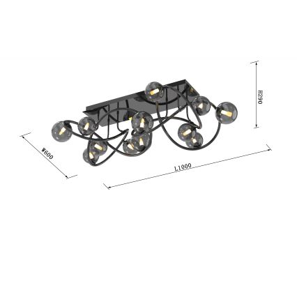 Wofi 9014-1205 - LED Ant pagrindo montuojamas sietynas NANCY 12xG9/3,5W/230V juoda/blizgus chromas