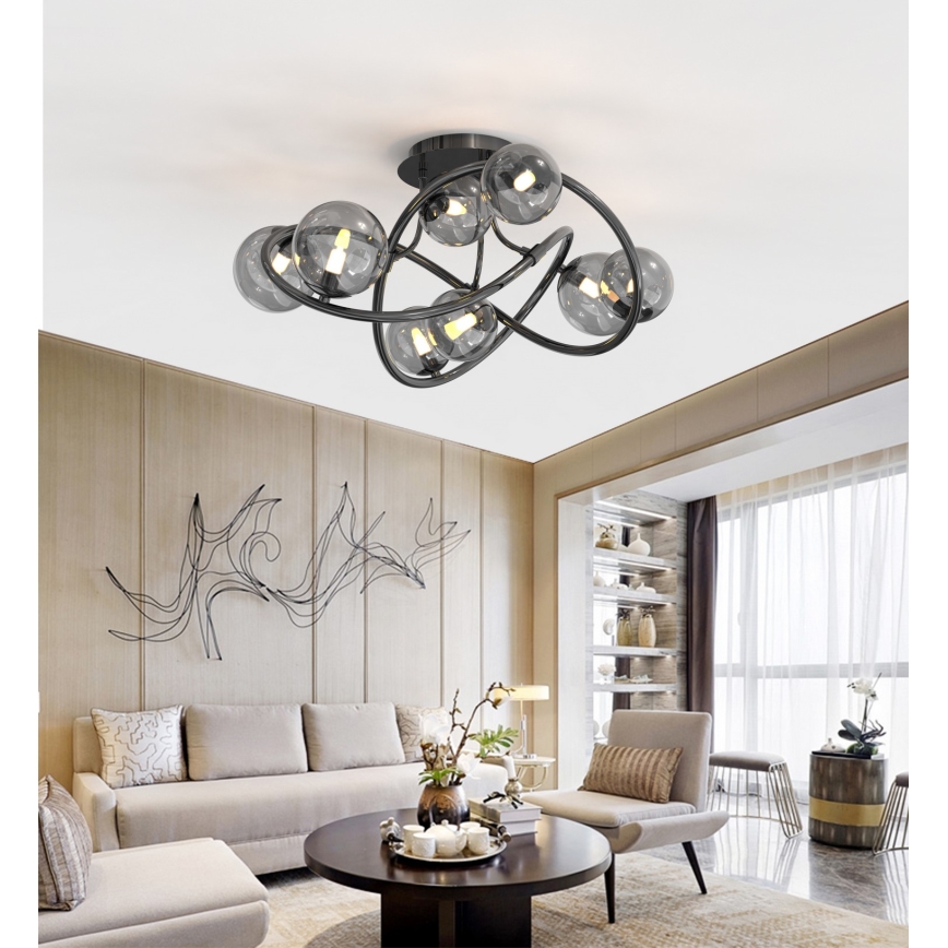 Wofi 9014-805 - LED Ant pagrindo montuojamas sietynas NANCY 8xG9/3,5W/230V juoda/blizgus chromas