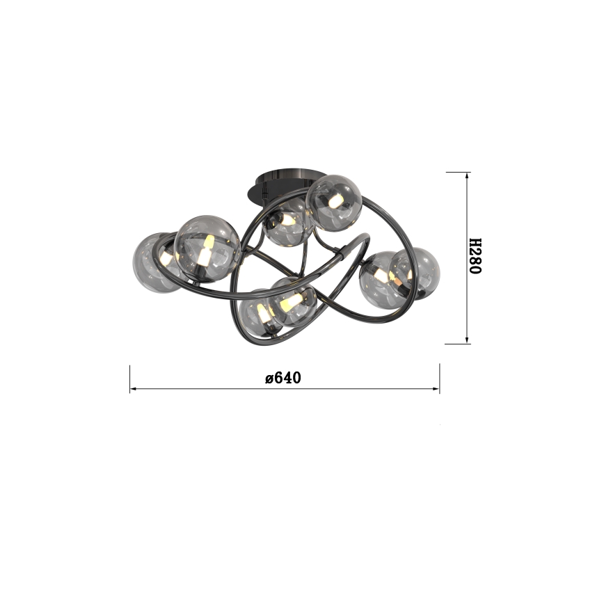 Wofi 9014-805 - LED Ant pagrindo montuojamas sietynas NANCY 8xG9/3,5W/230V juoda/blizgus chromas