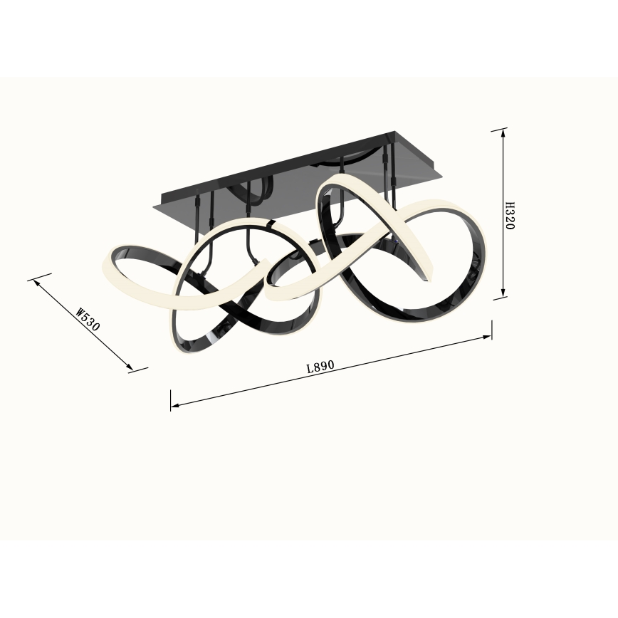 Wofi 9134-205 - LED reguliuojamas paviršinis šviestuvas INDIGO LED/64W/230V juodas/blizgus chromas
