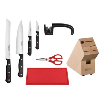 Wüsthof – 8 dalių GOURMET virtuvinių peilių rinkinys su stovu, galąstuvu ir pjaustymo lenta