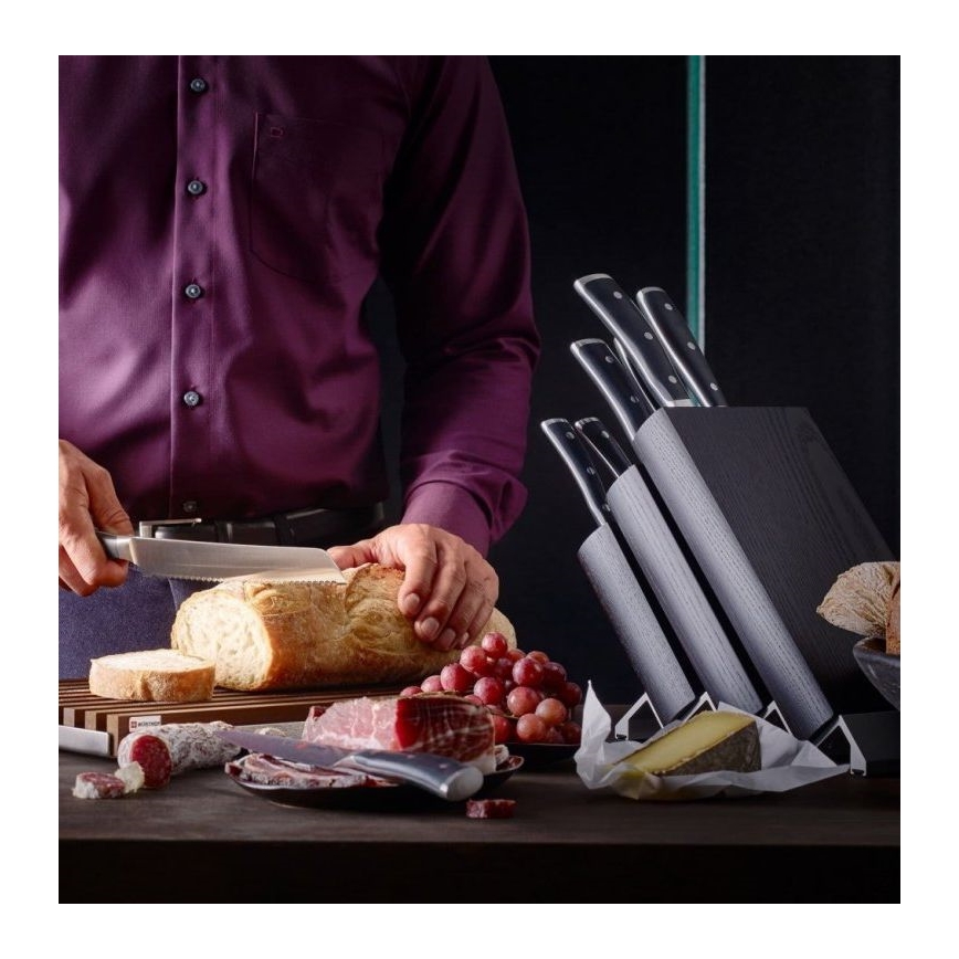 Wüsthof - Virtuvinių peilių komplektas stove CLASSIC IKON 7 vnt. uosio/juoda