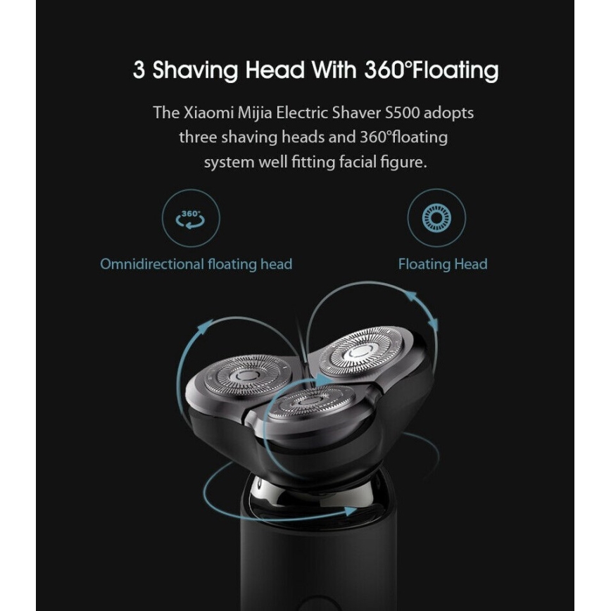 Xiaomi - Skutimosi mašinėlė S500 3W/3,7V IPX7 juoda
