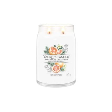 Yankee Candle - Kvapioji žvakė WHITE SPRUCE & GRAPEFRUIT didelė 567 g 60-90 val.