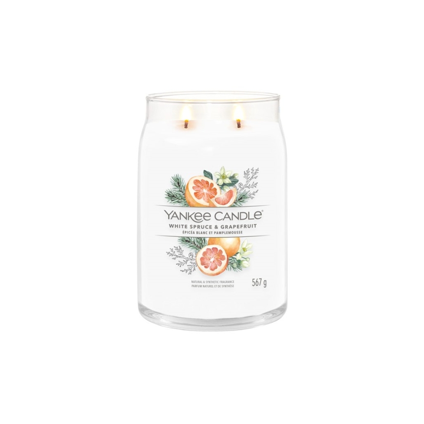 Yankee Candle - Kvapioji žvakė WHITE SPRUCE & GRAPEFRUIT didelė 567 g 60-90 val.