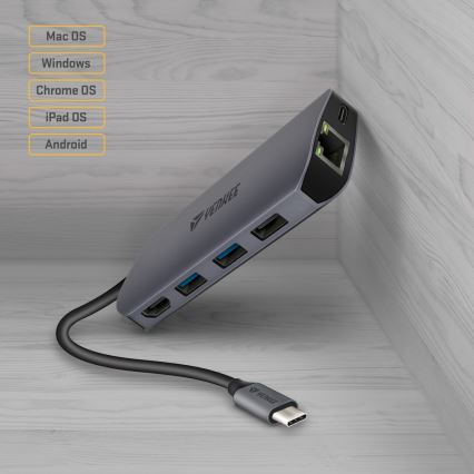 Yenkee – kelių prievadų adapteris 8in1 USB-C