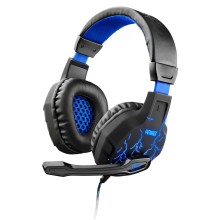 Yenkee - LED Žaidimų ausinės su mikrofonu juodos/mėlynos spalvos