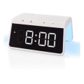 Žadintuvas su LCD ekranu ir belaidžiu įkrovikliu 15W/5V 1xCR2032 baltas
