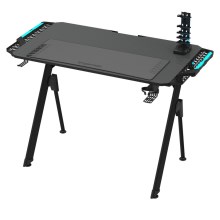 Žaidimų stalas FALCON su LED RGB foninis apšvietimas 116x60 cm juoda