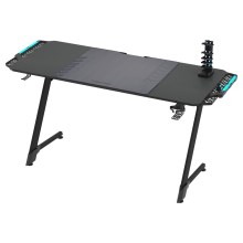 Žaidimų stalas SNAKE su LED RGB foninis apšvietimas 156x60 cm juoda