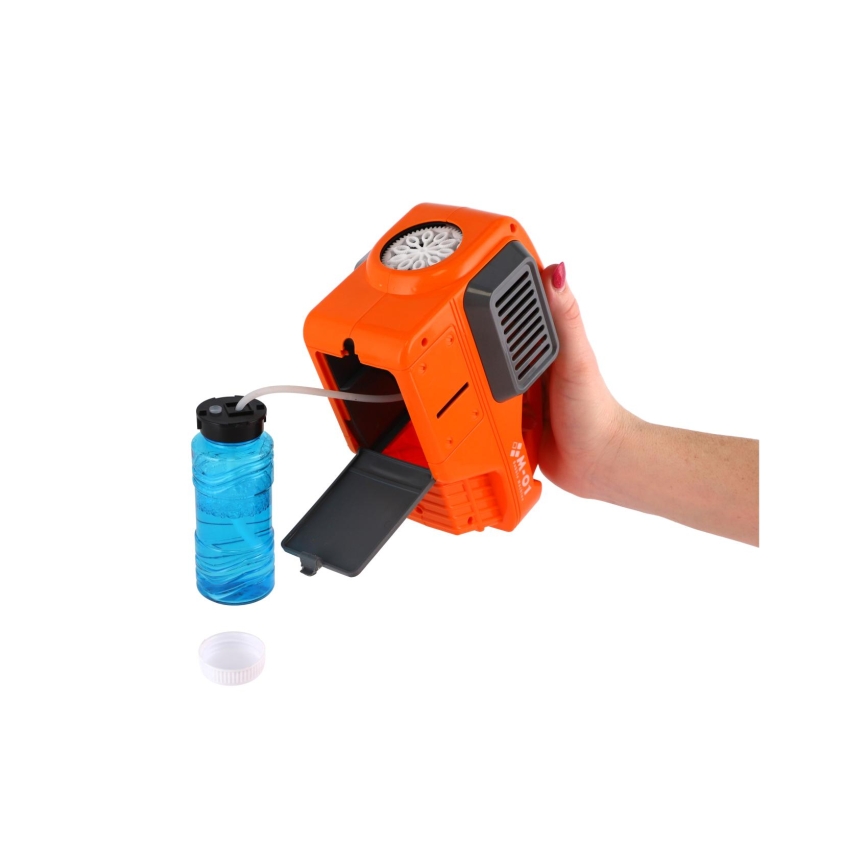 Žaislinė vejapjovė su burbulų pūtimu ir šviesa, maitinama 4xAA baterijomis