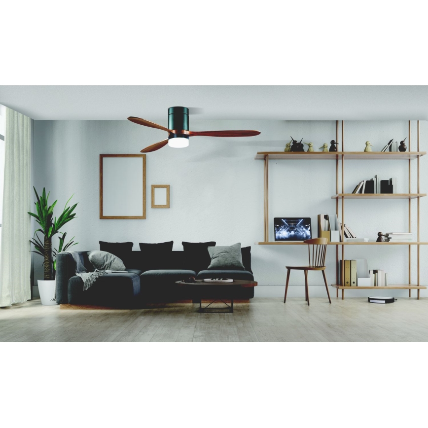 Zambelis 19144 - LED lubinis ventiliatorius LED/15W/230V 3000/4000/6000 vyšnia + nuotolinio valdymo pultas