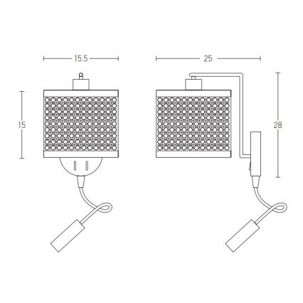 Zambelis 20355 - LED Sieninis šviestuvas 1xE27/40W + LED/3W/230V rotango