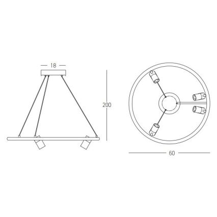 Zambelis 22012 - LED Reguliuojamas pakabinamas sietynas LED/47W/230V diametras 60 cm juoda