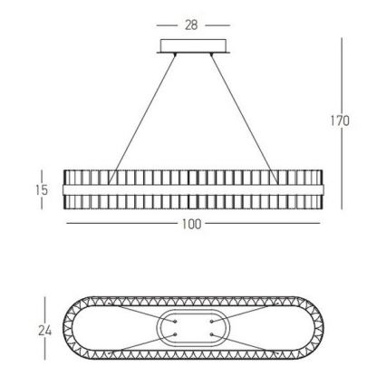 Zambelis 22041 - LED Reguliuojamas pakabinamas sietynas LED/68W/230V auksas