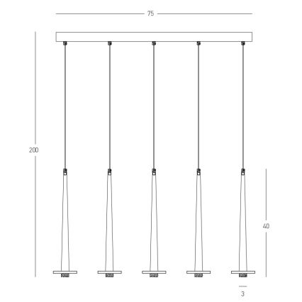 Zambelis 22112 - LED Reguliuojamas pakabinamas sietynas 5xLED/3W/230V CRI90 juoda