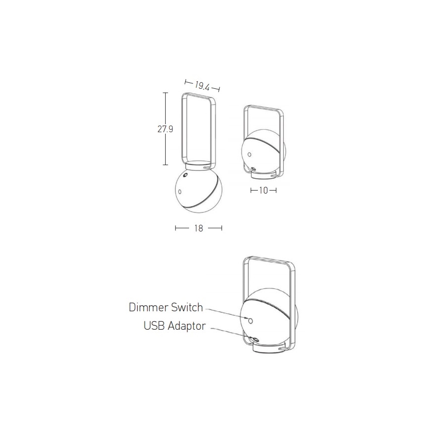 Zambelis E233 - LED Pritemdomas lauko šviestuvas LED/1,5W/3,7V 2600 mAh IP44 juoda