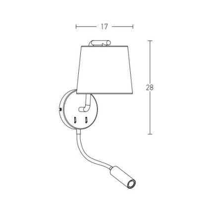 Zambelis H57 - LED sieninis šviestuvas LED/3W + 1xE27/40W/230V juoda