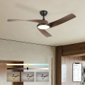 ZEVENTI - AERYS LED lubų ventiliatorius su reguliuojamu apšvietimu LED/24W/230V 3000/4000/6000K Wi-Fi Tuya juodas/riešutas + nuotolinis pultas