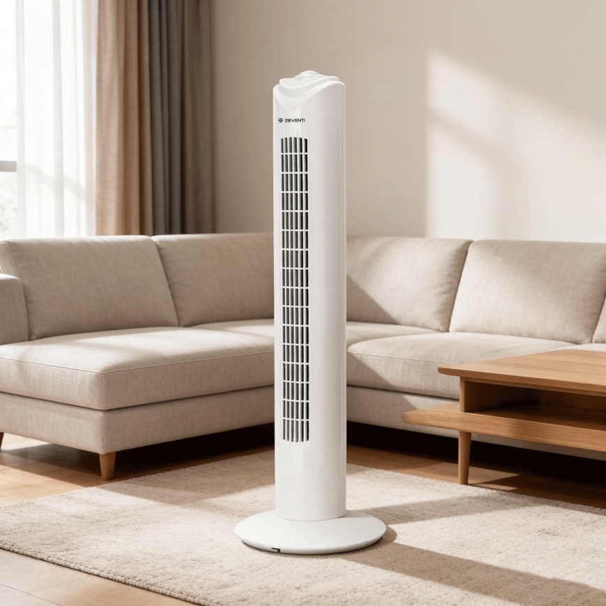 ZEVENTI - stulpinis ventiliatorius FLOW 45W/230V baltas