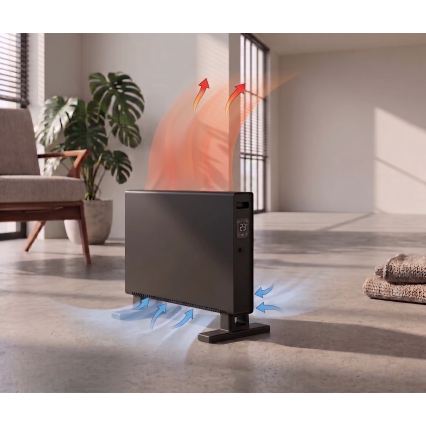 ZEVENTI - Elektrinis tiesioginis šildytuvas/konvektorius su LCD ekranu 1250/2000W/230V juoda + nuotolinio valdymo pultas