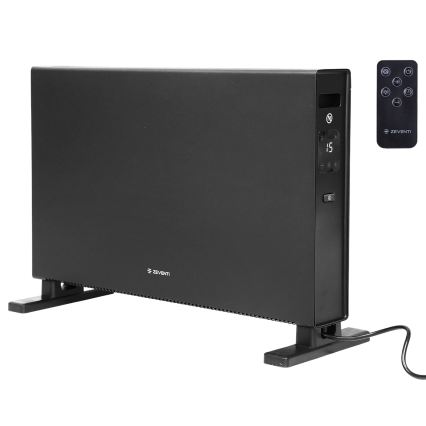 ZEVENTI - Elektrinis tiesioginis šildytuvas/konvektorius su LCD ekranu 1250/2000W/230V juoda + nuotolinio valdymo pultas