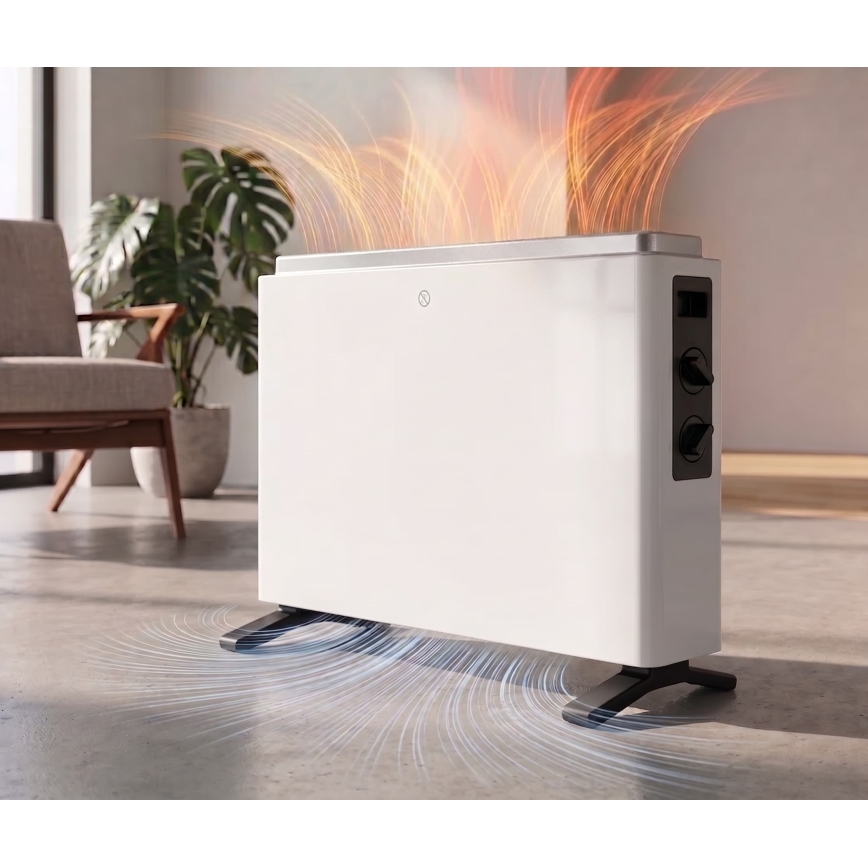 ZEVENTI - Elektrinis tiesioginis šildytuvas/konvektorius 800/1200/2000W/230V baltas