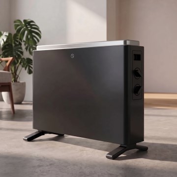 ZEVENTI - Elektrinis tiesioginis šildytuvas/konvektorius 800/1200/2000W/230V juodas
