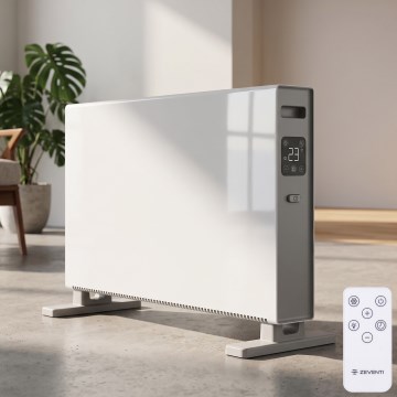 ZEVENTI - Elektrinis tiesioginis šildytuvas/konvektorius su LCD ekranu 1250/2000W/230V balta + nuotolinis valdymas