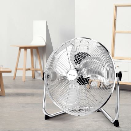 ZEVENTI - Grindinis ventiliatorius FLOW 60W/230V 44,5 cm blizgus chromas