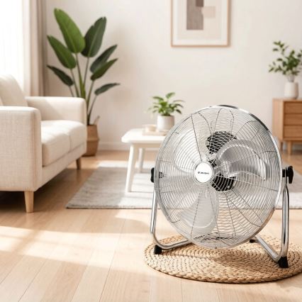 ZEVENTI - Grindinis ventiliatorius FLOW 60W/230V 44,5 cm blizgus chromas