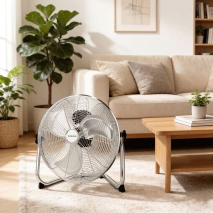 ZEVENTI - Grindinis ventiliatorius FLOW 60W/230V 44,5 cm blizgus chromas