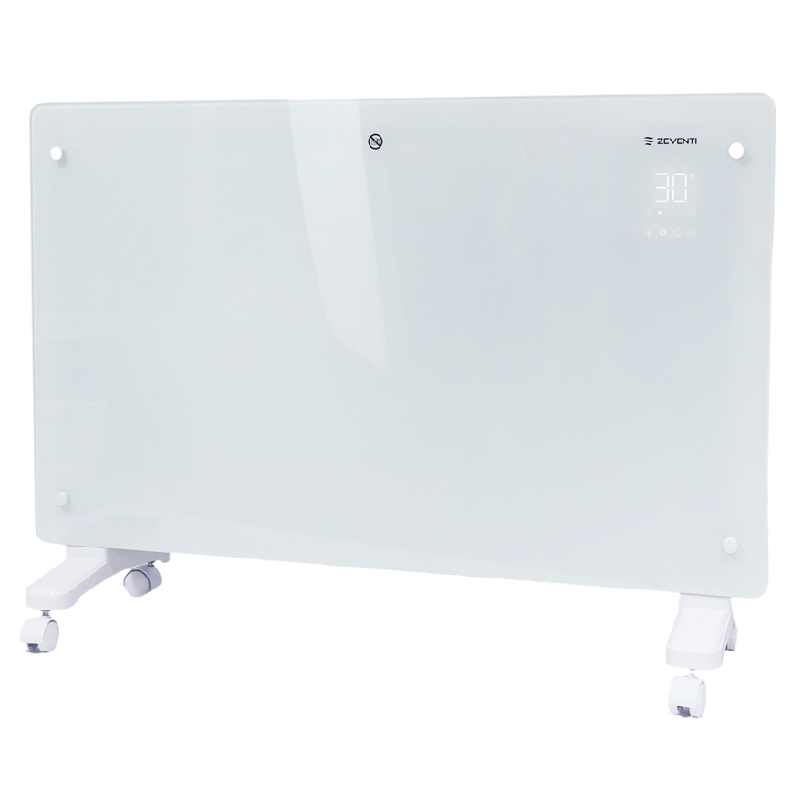 ZEVENTI - Išmanus sieninis elektrinis prietaisas tiesioginis šildytuvas/konvektorius su LCD ekranu 1000/2000W/230V Wi-Fi balta