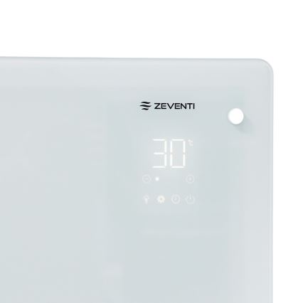 ZEVENTI - Išmanus sieninis elektrinis prietaisas tiesioginis šildytuvas/konvektorius su LCD ekranu 1000/2000W/230V Wi-Fi balta