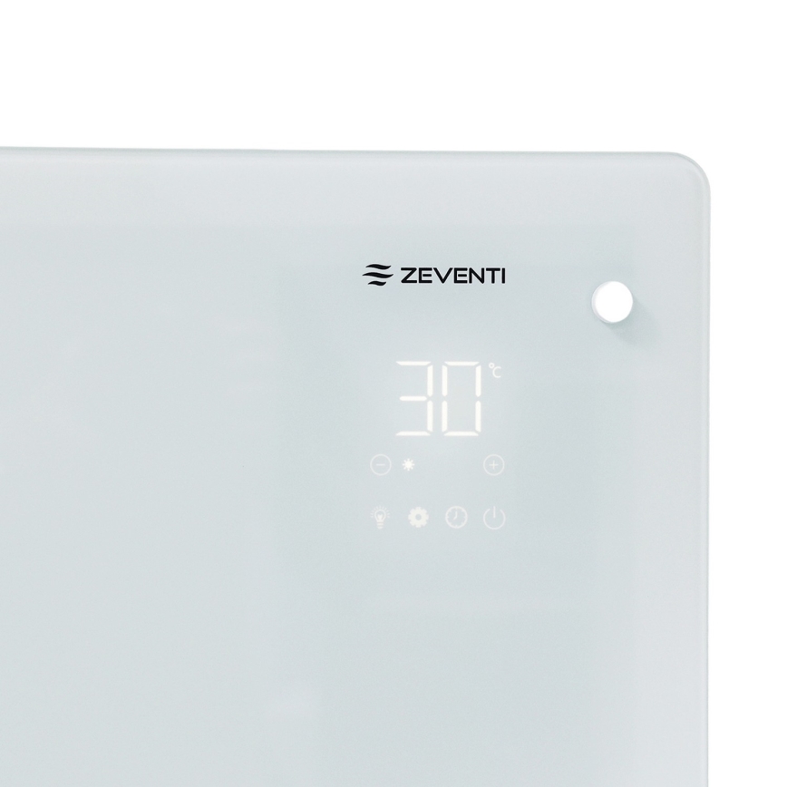 ZEVENTI - Išmanus sieninis elektrinis prietaisas tiesioginis šildytuvas/konvektorius su LCD ekranu 1000/2000W/230V Wi-Fi balta