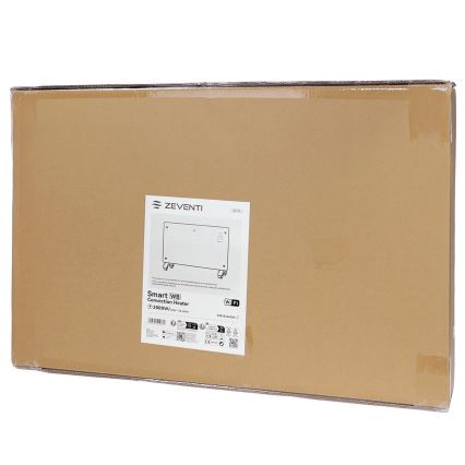 ZEVENTI - Išmanus sieninis elektrinis prietaisas tiesioginis šildytuvas/konvektorius su LCD ekranu 1000/2000W/230V Wi-Fi balta