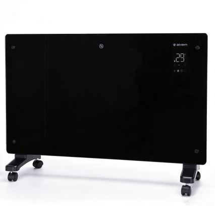 ZEVENTI - Išmanus sieninis elektrinis šildytuvas/konvektorius su LCD ekranu 1000/2000W/230V Wi-Fi juoda