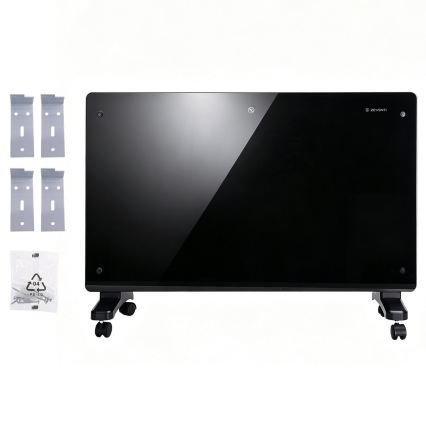 ZEVENTI - Išmanus sieninis elektrinis šildytuvas/konvektorius su LCD ekranu 1000/2000W/230V Wi-Fi juoda