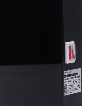 ZEVENTI - Išmanus sieninis elektrinis šildytuvas/konvektorius su LCD ekranu 1000/2000W/230V Wi-Fi juoda