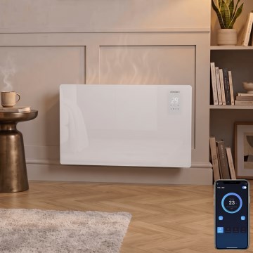 ZEVENTI - Išmanusis sieninis elektrinis tiesioginis šildytuvas/konvektorius su LCD ekranu 1000/2000W/230V Wi-Fi balta