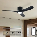ZEVENTI - LED dimeriuojamas lubinis ventiliatorius ORBITO LED/24W/230V 3000/4000/6000K Wi-Fi Tuya juodas + nuotolinis valdymas