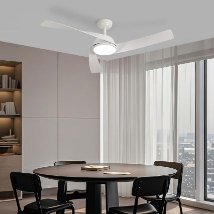 ZEVENTI - LED lubinis ventiliatorius AERYS su reguliuojamu šviesos ryškumu LED/24W/230V 3000/4000/6000K Wi-Fi Tuya baltas + nuotolinis valdymas