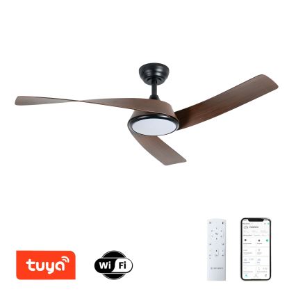 ZEVENTI - AERYS LED lubų ventiliatorius su reguliuojamu apšvietimu LED/24W/230V 3000/4000/6000K Wi-Fi Tuya juodas/riešutas + nuotolinis pultas