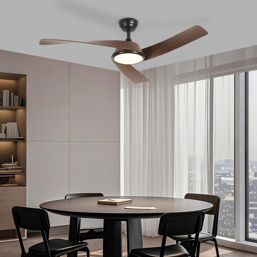 ZEVENTI - AERYS LED lubų ventiliatorius su reguliuojamu apšvietimu LED/24W/230V 3000/4000/6000K Wi-Fi Tuya juodas/riešutas + nuotolinis pultas