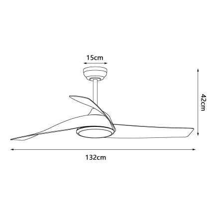ZEVENTI - LED lubų ventiliatorius AERYS su reguliuojamu LED apšvietimu, 24W/230V, 3000/4000/6000K, Wi-Fi (Tuya), juodas + nuotolinio valdymo pultas