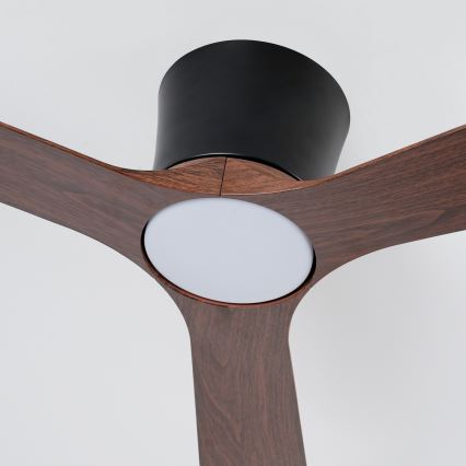 ZEVENTI - LED dimeriuojamas lubinis ventiliatorius AUREX LED/24W/230V 3000/4000/6000K Wi-Fi Tuya juoda/riešutmedis + nuotolinis valdymas