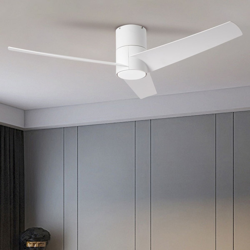 ZEVENTI - LED lubinis ventiliatorius BARROSA LED/18W/230V 3000/4000/6000K Wi-Fi Tuya balta + nuotolinio valdymo pultas