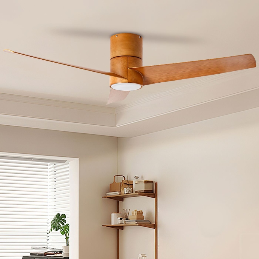 ZEVENTI - LED lubinis ventiliatorius BARROSA LED/18W/230V 3000/4000/6000K Wi-Fi Tuya ruda + nuotolinio valdymo pultas