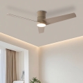ZEVENTI - LED lubinis ventiliatorius BARROSA LED/18W/230V 3000/4000/6000K Wi-Fi Tuya smėlinis + nuotolinis valdymas